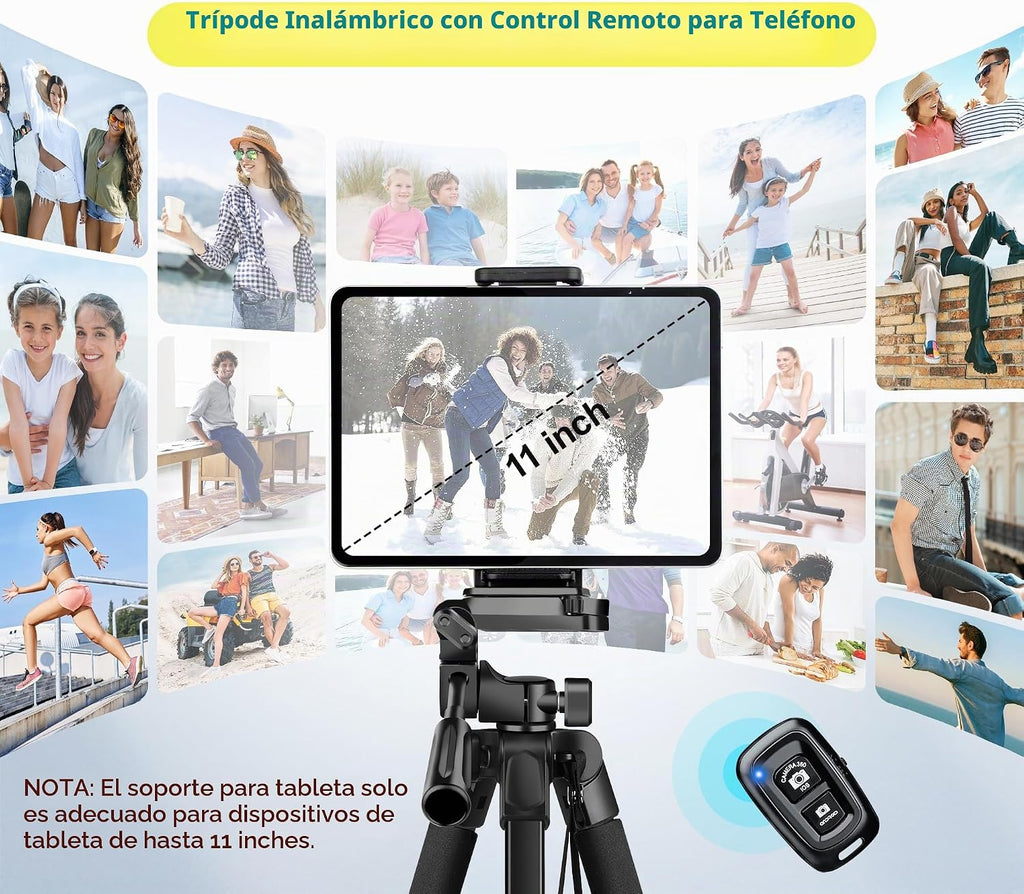 JOILCAN Trípode para Teléfono, Soporte de Trípode de Cámara de 67" para iPhone iPad, Trípodes de Viaje Profesionales de Aluminio con Control Remoto Inalámbrico y Bolsa de Transporte para Grabación de