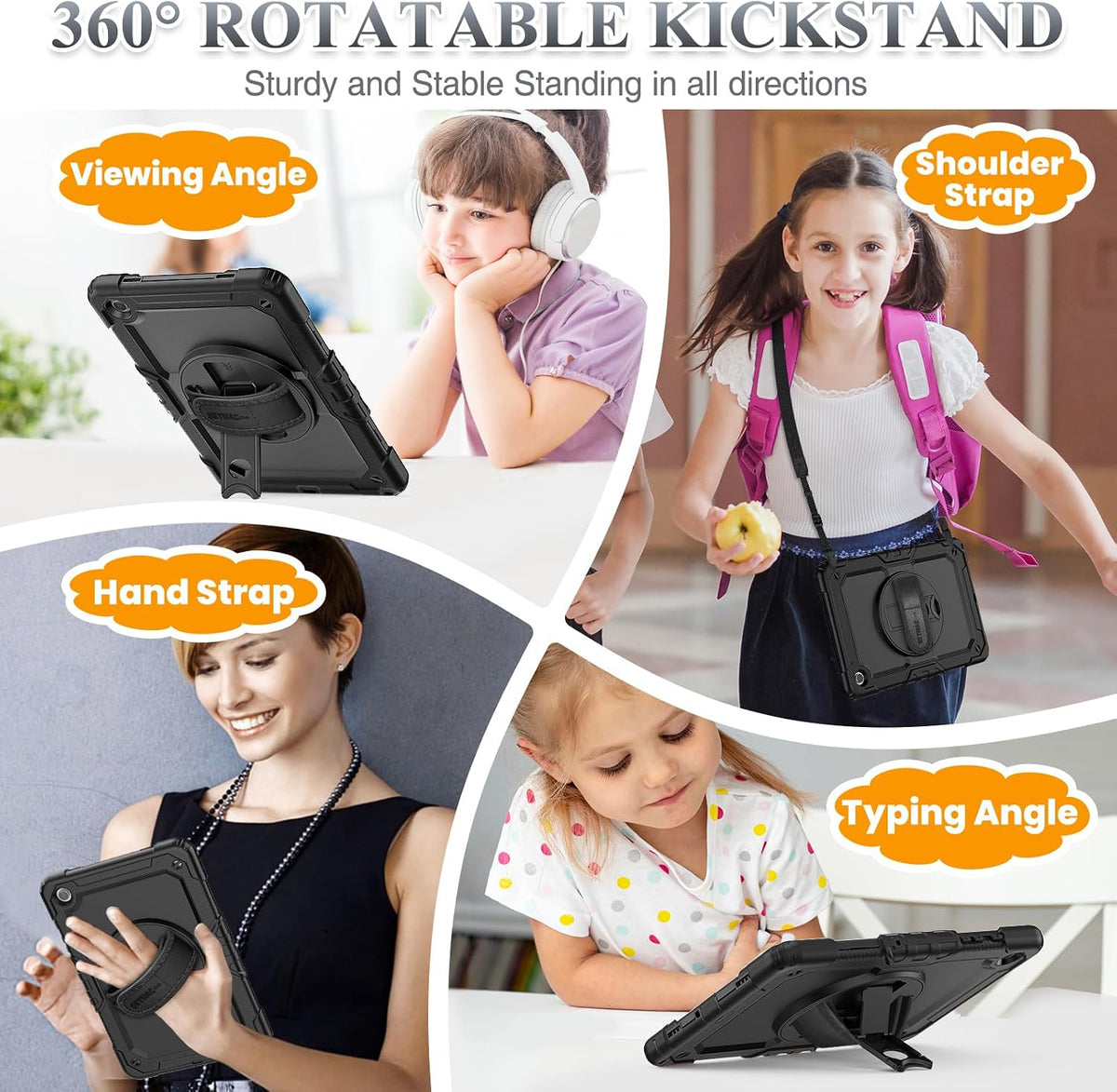 SEYMAC stock Funda para Samsung Galaxy Tab A11+ Plus/A9+ Plus de 11 pulgadas, funda de protección contra caídas de cuerpo completo con protector de pantalla portalápices [correa de mano giratoria de
