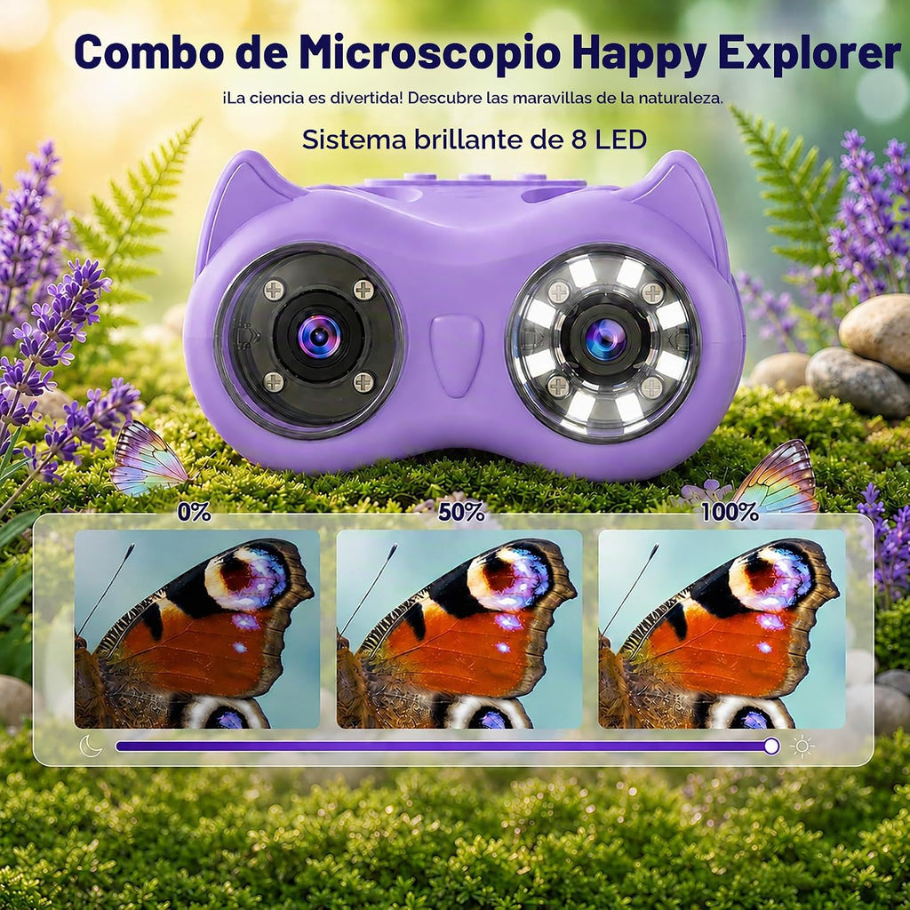 Microscopio y telescopio 2 en 1 para niños, microscopio digital de mano 1000X para niños, pantalla de 2.0 pulgadas, 8 LED, telescopio de bolsillo 10X para exteriores, cámara 1080P, juguetes