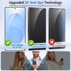 Ultra-Shield - Protector de pantalla de privacidad de 26° para Samsung Galaxy S25 Ultra (paquete de 2), compatible con huellas dactilares ultrasónicas, vidrio grabado 9H+ Elite Matte AG, [Kit]