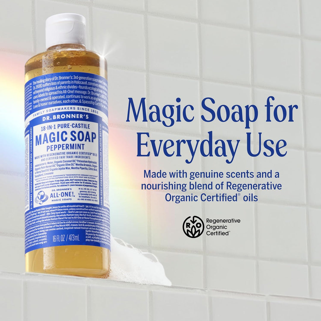Dr. Bronner's - Jabón líquido de Castilla puro (menta, 16 onzas...
