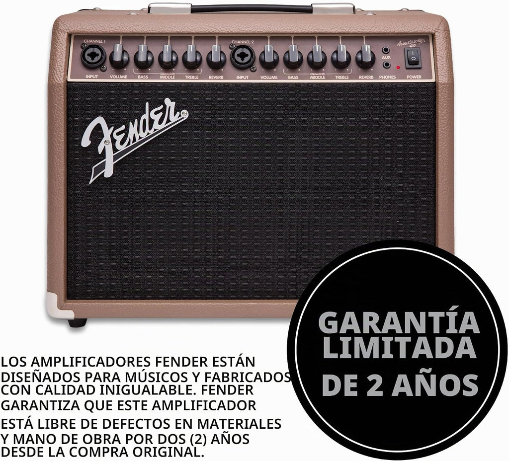 Fender Acoustasonic Amplificador de guitarra acústica de 40 W, combo de amplificador portátil