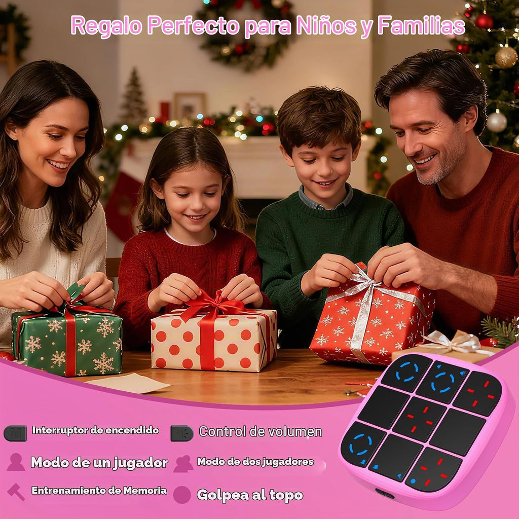 KOQQQ Juego de pernos recargables Tic-Tac-Toe, consola de rompecabezas de mano mejorada 4 en 1, juego de memoria educativo electrónico, juegos de mesa portátiles de viaje en automóvil para niños y