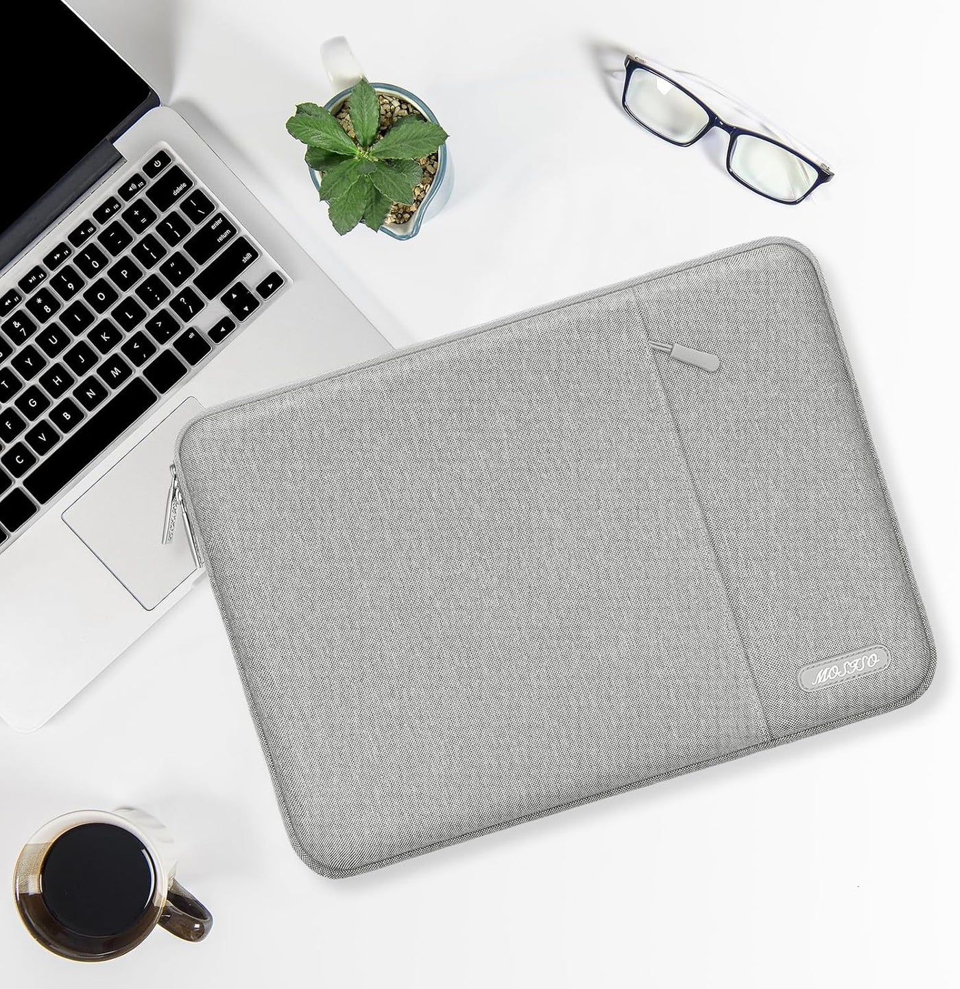 MOSISO Funda vertical de poliéster con bolsillo para laptop de 17 a...