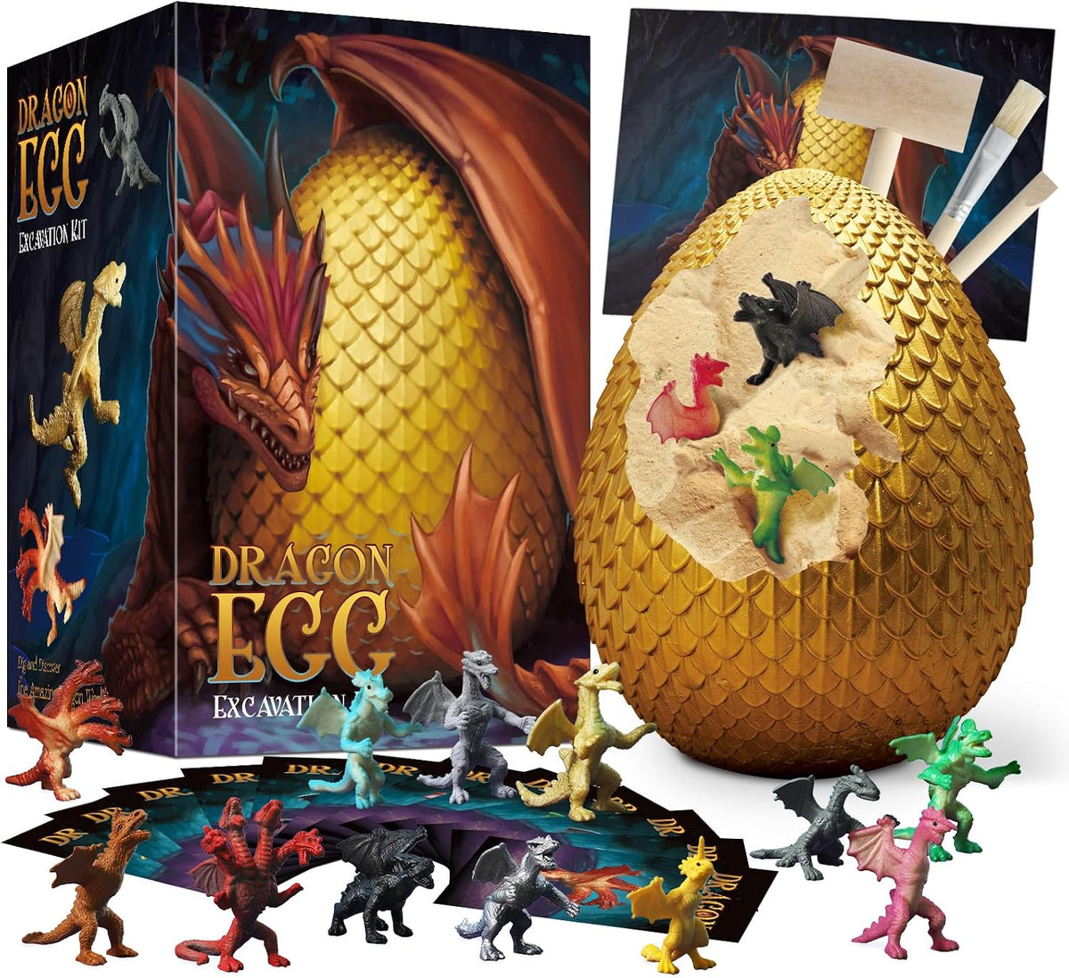 Gamerside Kit de excavación de dragón jumbo, 12 juguetes únicos de dragón