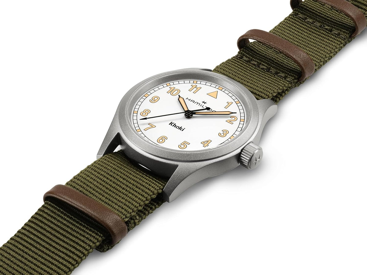 Hamilton Khaki Field Khaki Reloj de cuarzo para hombre, caja de acero