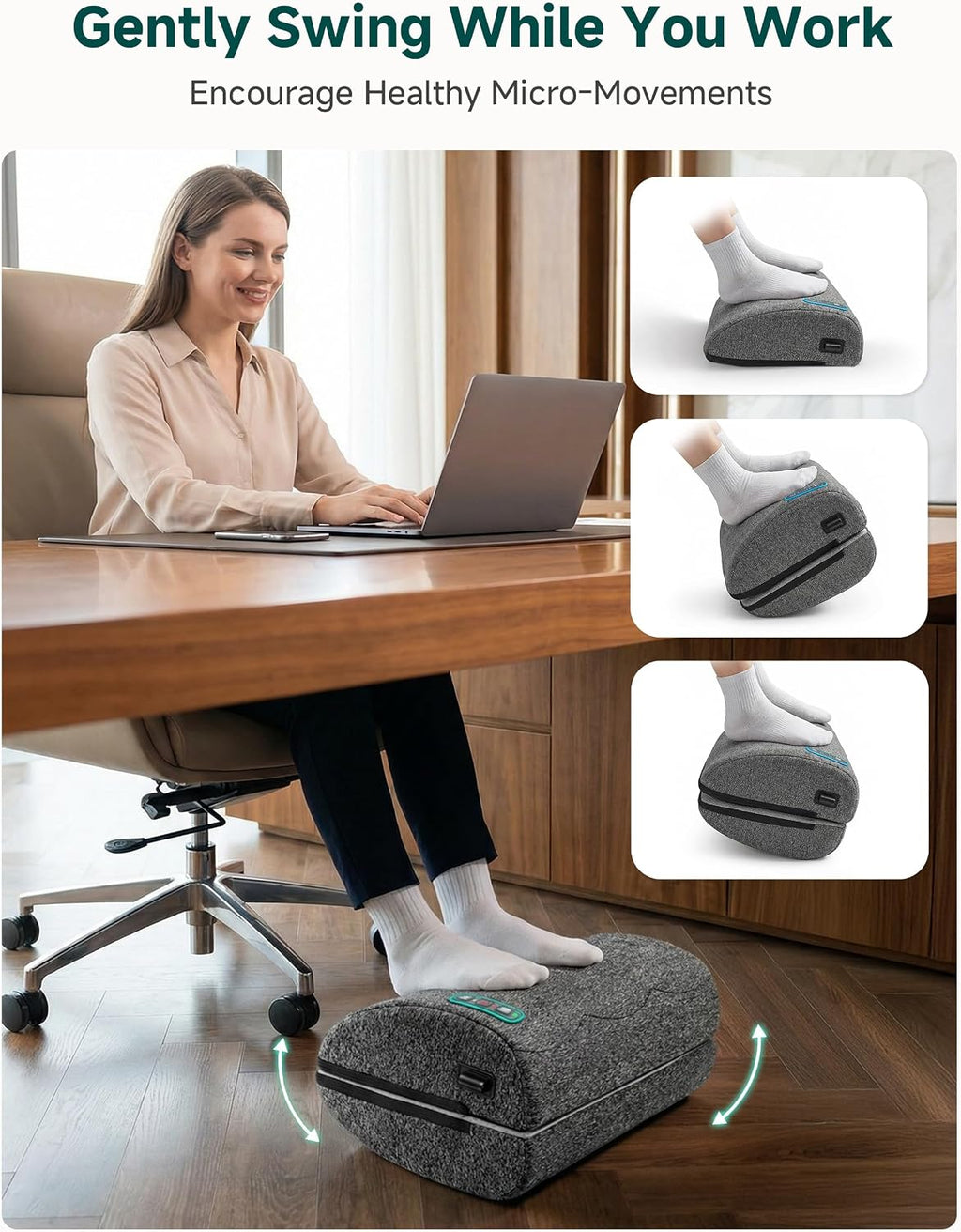 Lámpara Snailax Reposapiés ergonómico debajo del escritorio con calor, vibración y