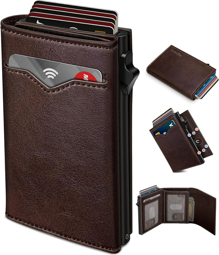 Cartera miyozi para hombre, con bolsillo para billetes, 2 ventanas...