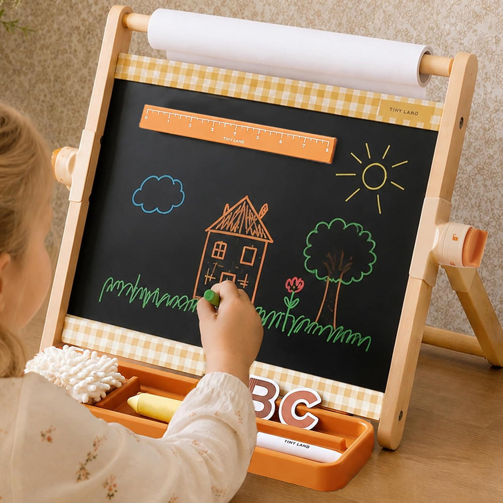 Tiny Land Caballete de Escritorio para Niños, Pizarra Magnética de Dibujo de 5 Niveles