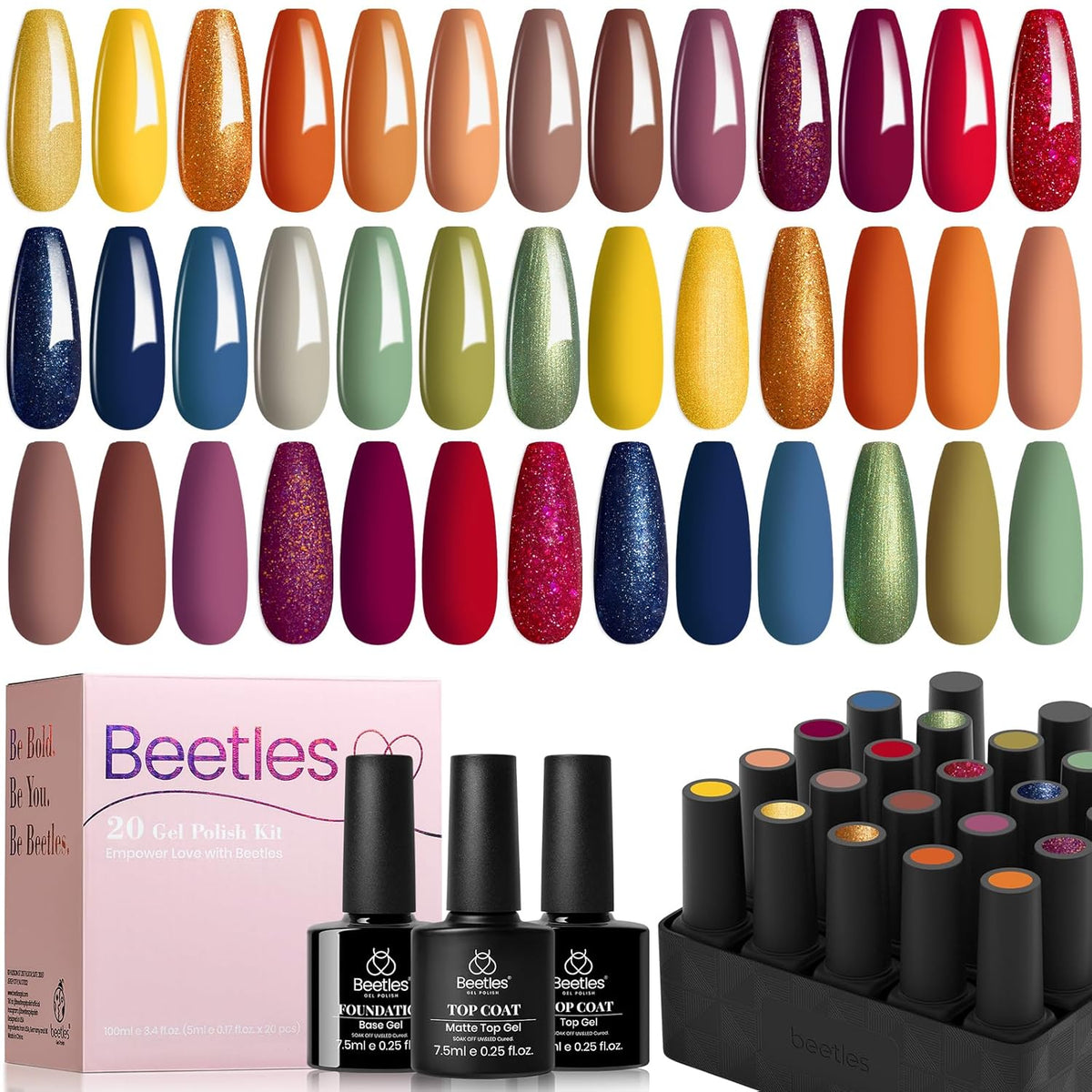 Beetles - Juego de esmaltes de uñas de gel de otoño, 20 colores: na...