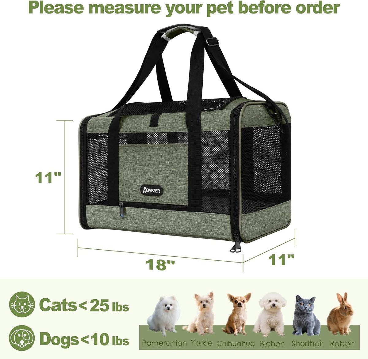 Bolsa de transporte mediana para gatos, ligera, suave y pequeña caja