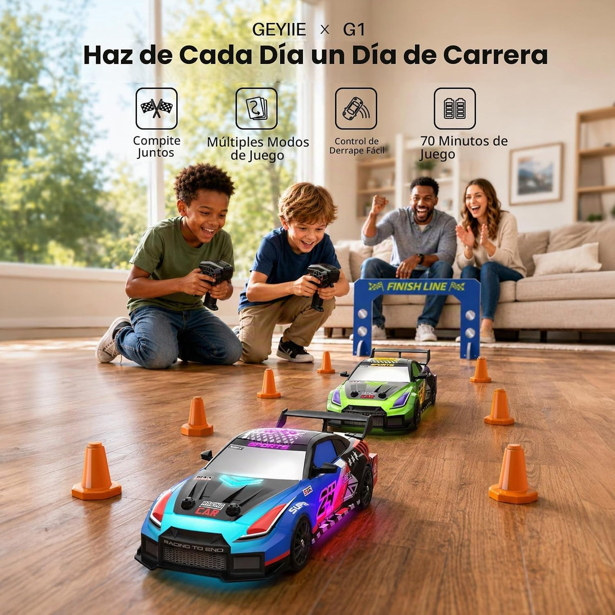Geyiie Coches de control remoto, paquete de 2 autos RC para niños y niñas