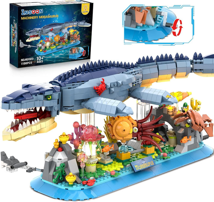 Mosasaurus - Juego de construcción con luz LED 1219 piezas