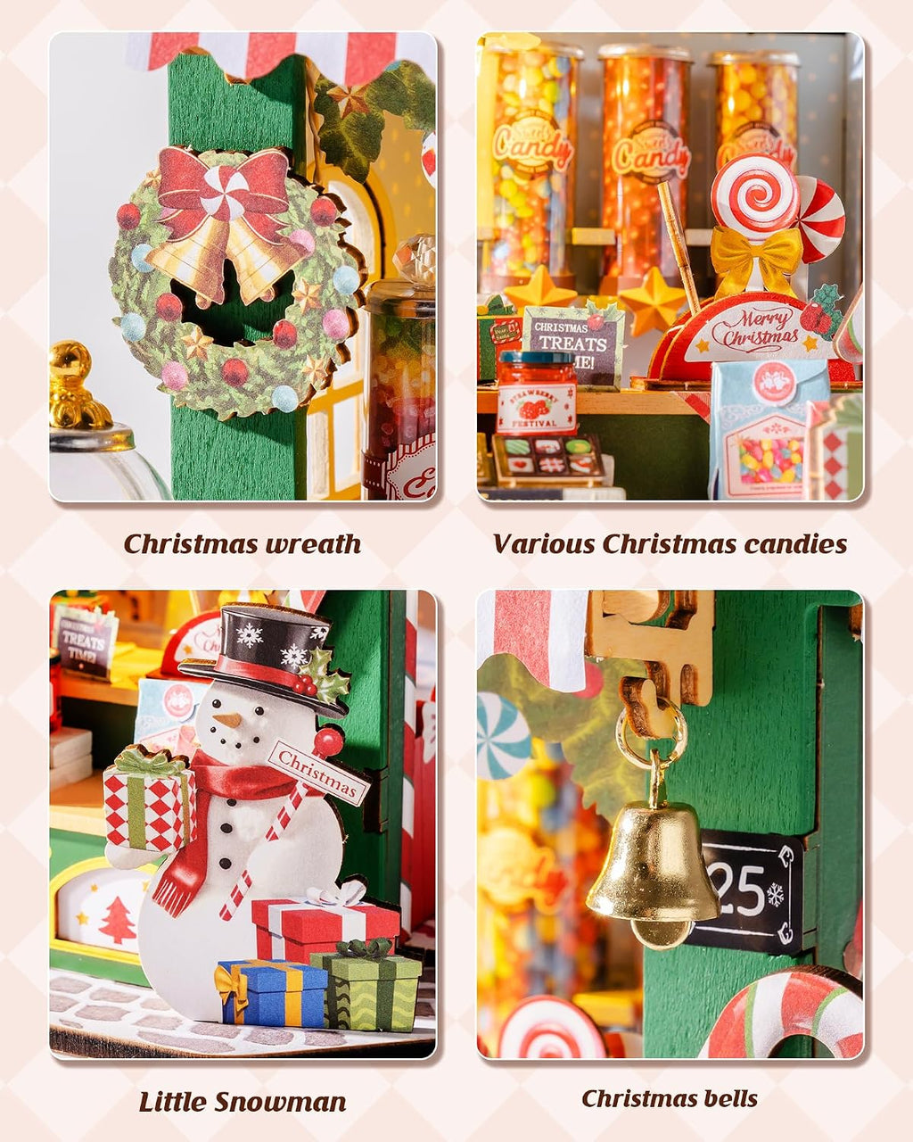 Rolife - Kit de casa en miniatura de bricolaje para tienda de dulces navideños