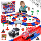 Juguetes de Camiones Monstruo Héroe Araña para Niños y Niñas de 3, 4, 5, 6, 7, 8, 9 Años: Set de Pista de Carreras con 2 Coches Araña Eléctricos, Juguetes para Niños, Regalo para Niños y Niñas de 3-9