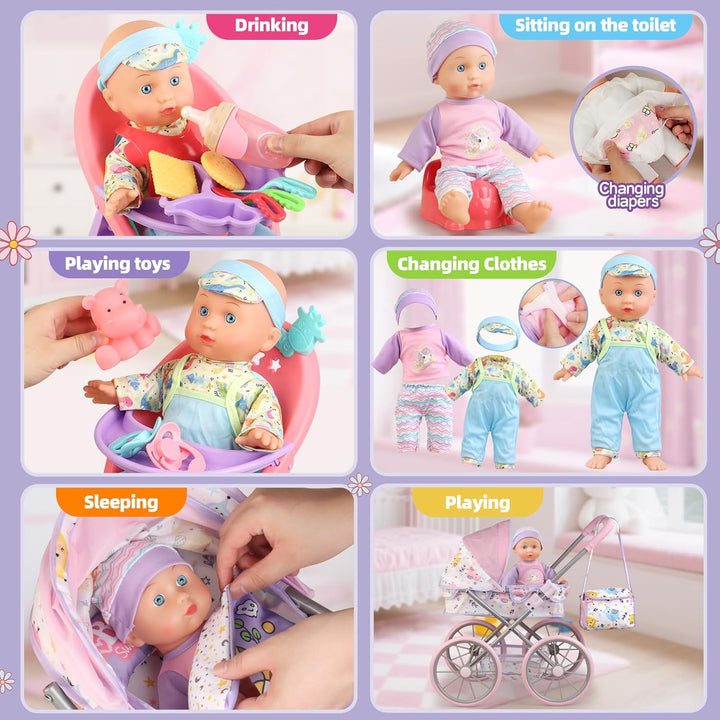 Juego de cochecito de bebé para niñas de 3-5 4 6 5 a 7