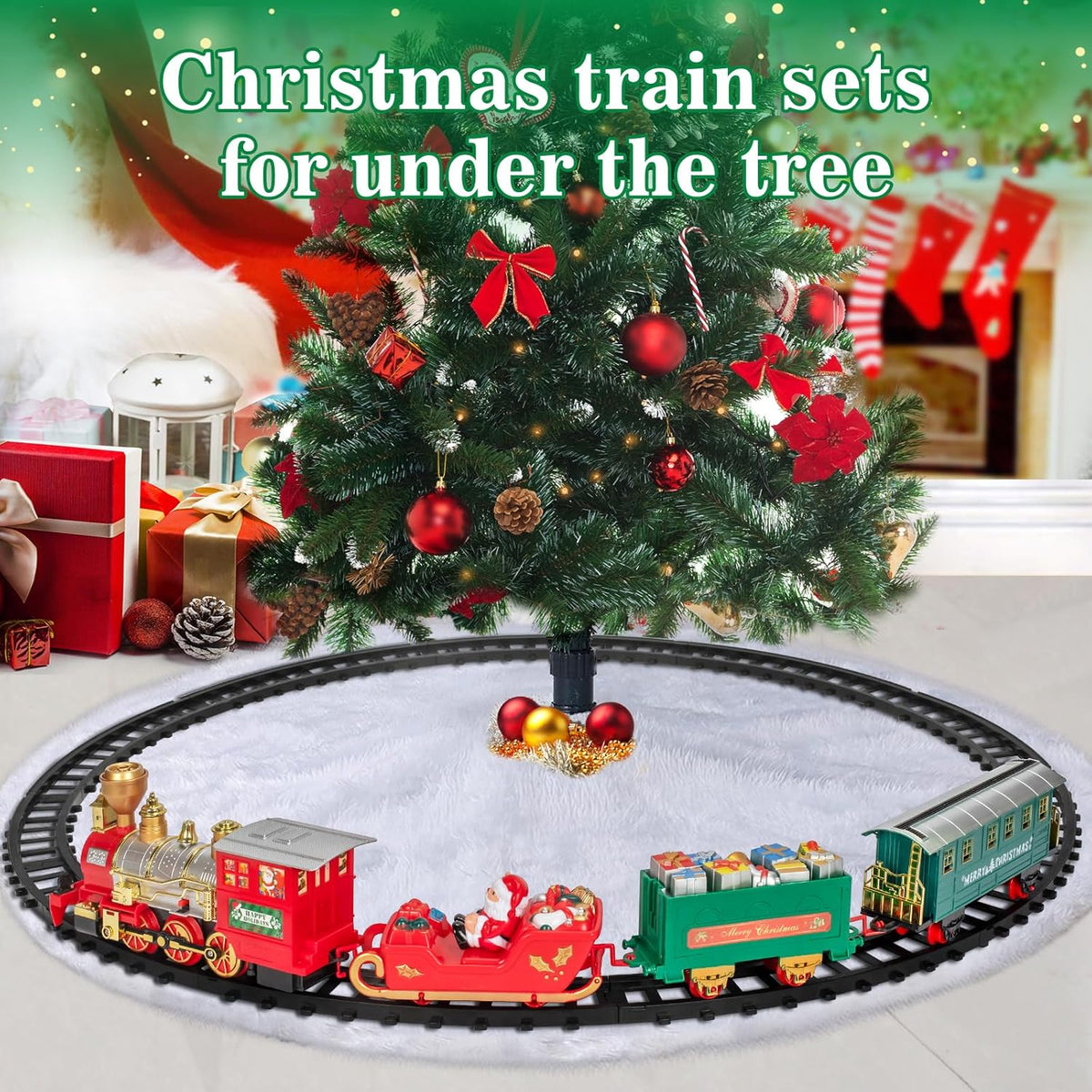 BainGesk Juego de tren de Navidad con vapor luz y sonidos