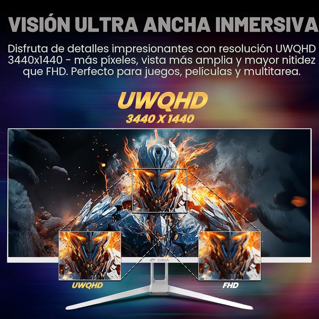 CRUA - Monitor de juegos ultraancho WQHD 165Hz IPS de 34 pulgadas,...