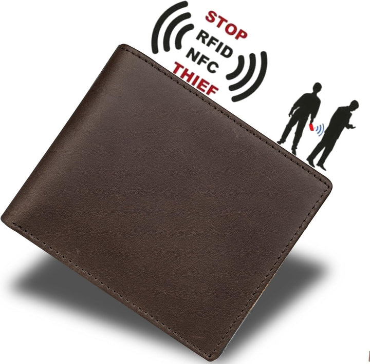 Cartera de cuero genuino DK86 para hombre, billetera biplegable con...
