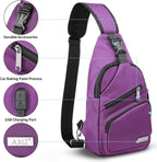 Bandolera cruzada para hombres y mujeres, mochila casual para el hombro, bolsa de pecho para senderismo y viajes (pequeña, púrpura)