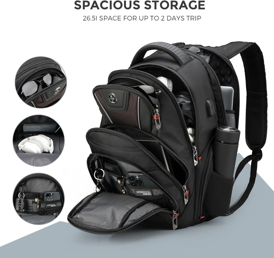 Swissdigital Design J14-32 - Mochila para laptop para hombre, bolsa...