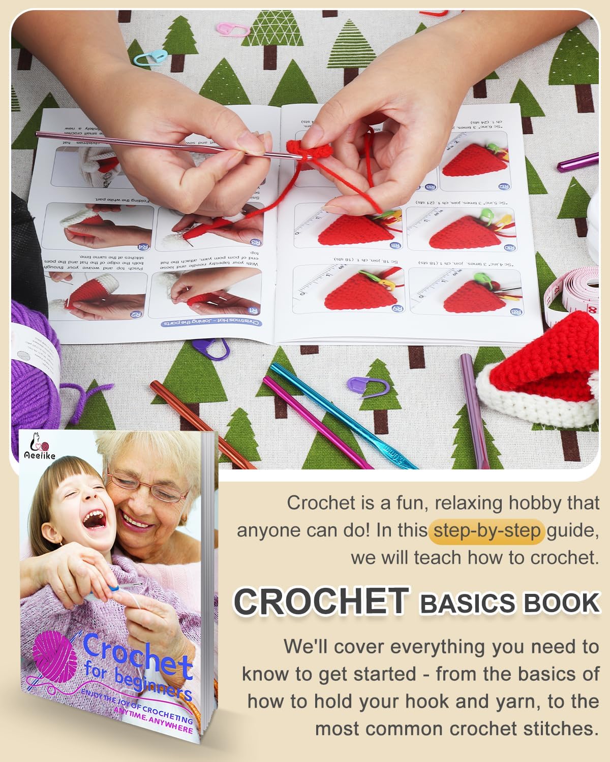 Aeelike - Kits de ganchillo para principiantes, adultos y niños, juego completo de ganchillo, color rosa