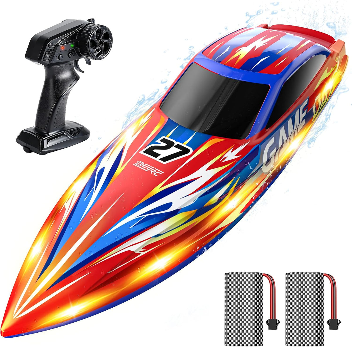 DEERC Barco a control remoto de alta velocidad para niños, 25+KPH
