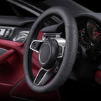 Funda de volante de cuero Yangday para Ford F150 F250 F350, 15.5-16 pulgadas, funda de volante para coche con antideslizante y transpirable (Negro)