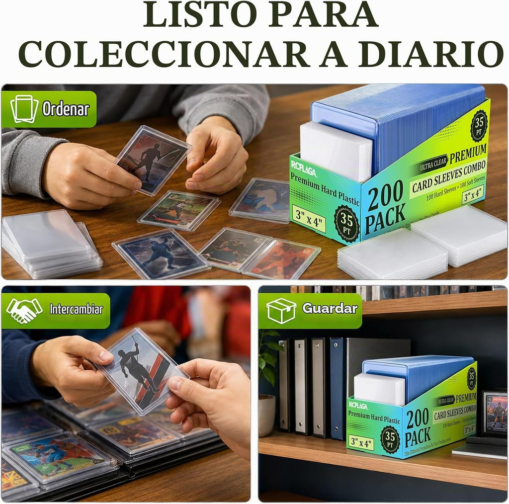 4000 Fundas Duras de Plástico D/ 3" x 4" RCPLAGA Porta-Tarjetas de Coleccionables, 35PT