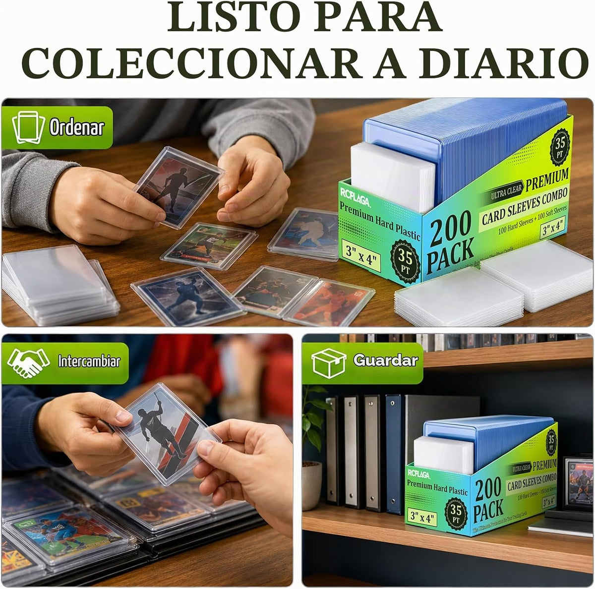 4000 Fundas Duras de Plástico D/ 3" x 4" RCPLAGA Porta-Tarjetas de Coleccionables, 35PT