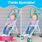Peppa Pig Cochecito paraguas para niños pequeños, cochecito de viaje plegable ligero con arnés de 3 puntos, ruedas de bloqueo, toldo ajustable, compacto y portátil
