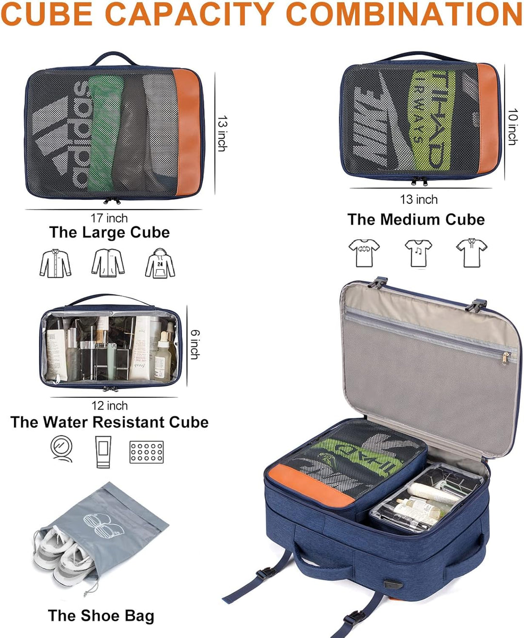 Lumesner - Mochilas de viaje para llevar, extragrandes de 40L, apro...