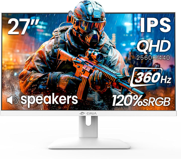 CRUA - Monitor de juegos QHD IPS de 27 pulgadas y 360 Hz, altavoces...