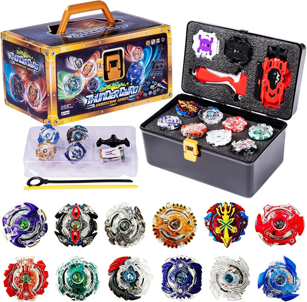X Pro Battling Tops - Juego de 12 unidades mejoradas con 3 lanzadores