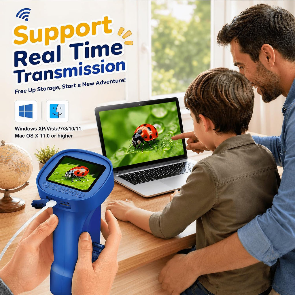 1000X Microscopio Digital Portátil para Niños: Explorador 4K Lupa Fotográfica