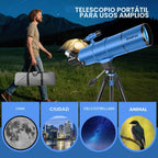 Telescopio para niños y adultos, 3.543 in de apertura, 21.654 in, telescopio astronómico profesional para adultos de alta potencia, telescopios de viaje portátiles para principiantes con trípode y adaptador, bolsa, taburete plegable