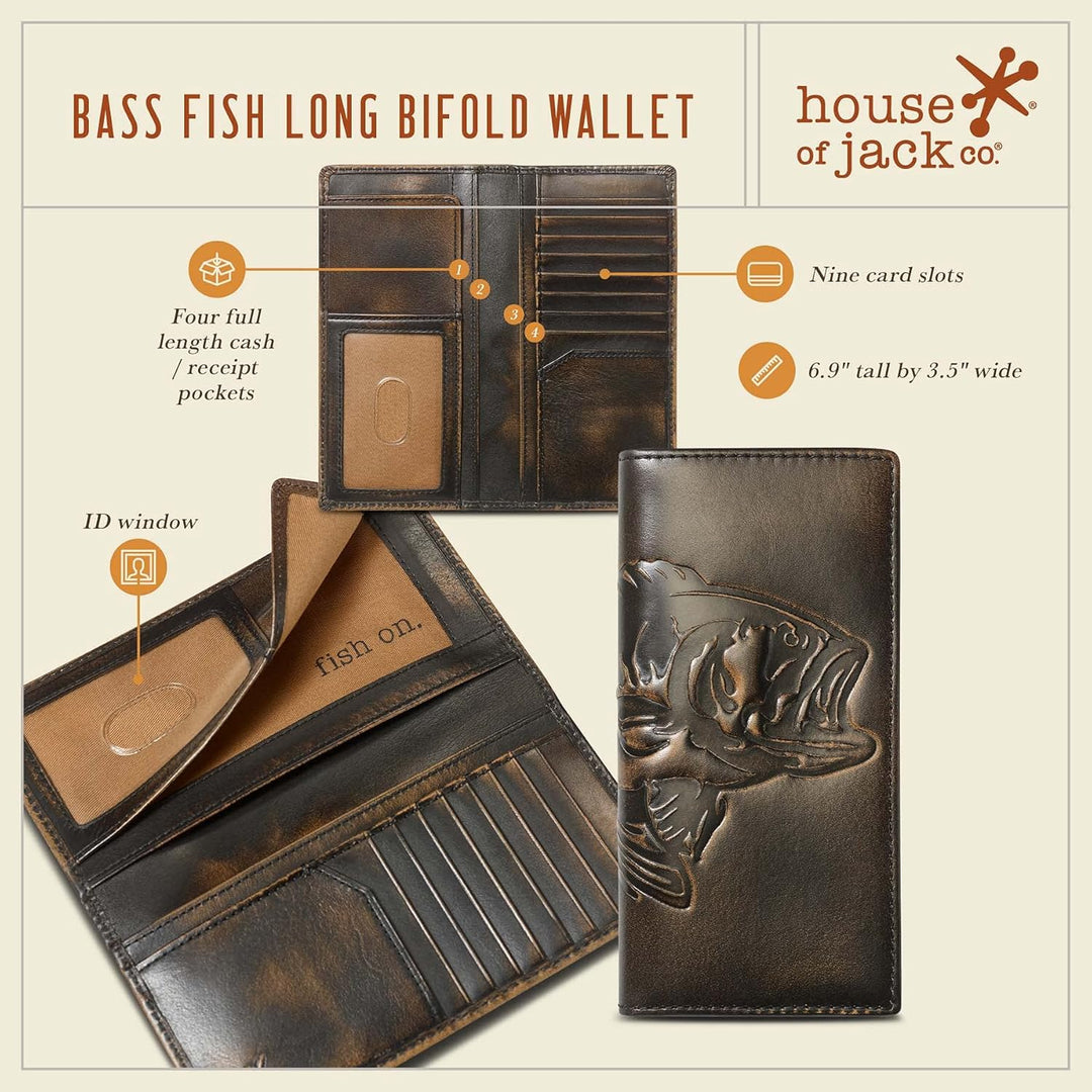 House of Jack Co. Cartera Larga Para Hombre | Cuero de Grano Comple...
