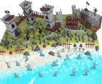 Conjunto de figuras de acción del ejército para hombres, juego de soldados de juguete medieval, castillo medieval, pequeño soldado, juguete militar, juego de plástico para hombres del ejército, juego de construcción de castillo con bolsa de almacenamiento