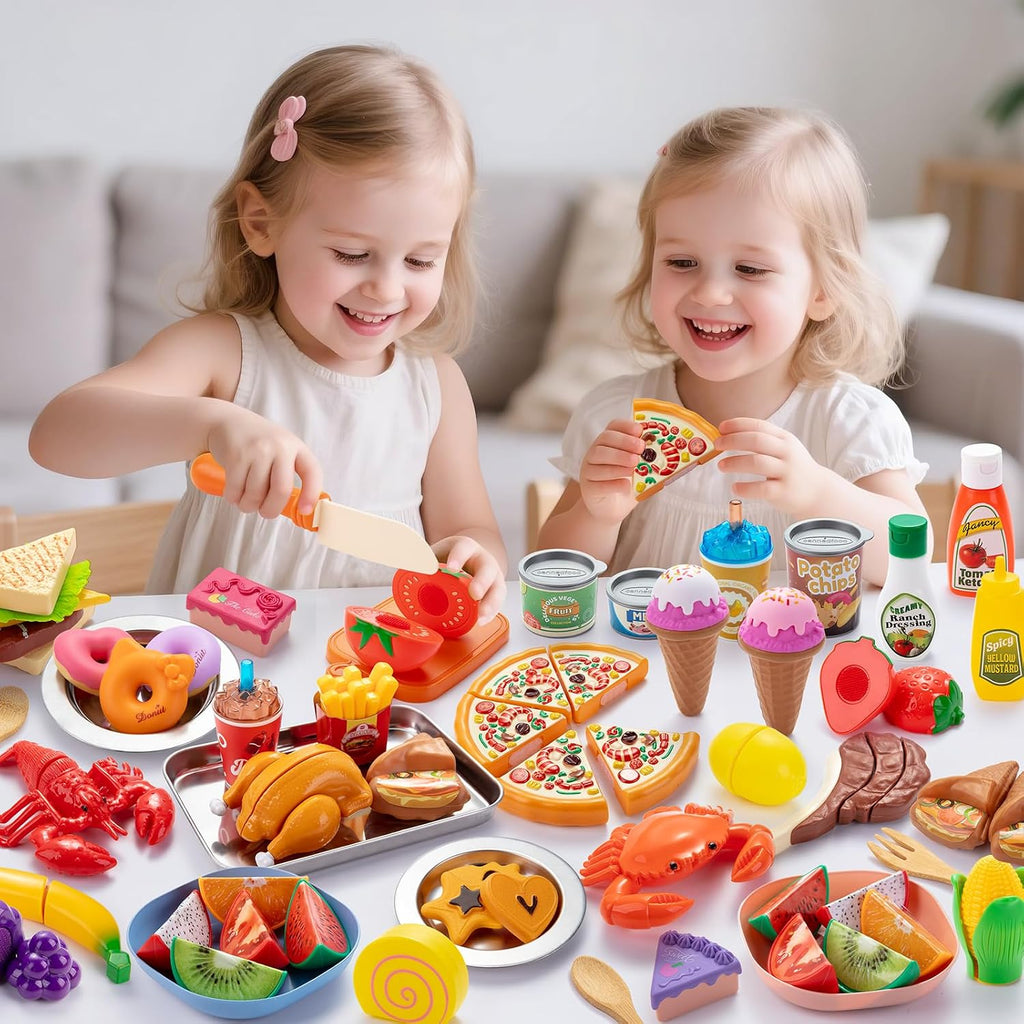 Juboury set de alimentos de juego para pretend para cocina de niños, con bolsa de almacenamiento