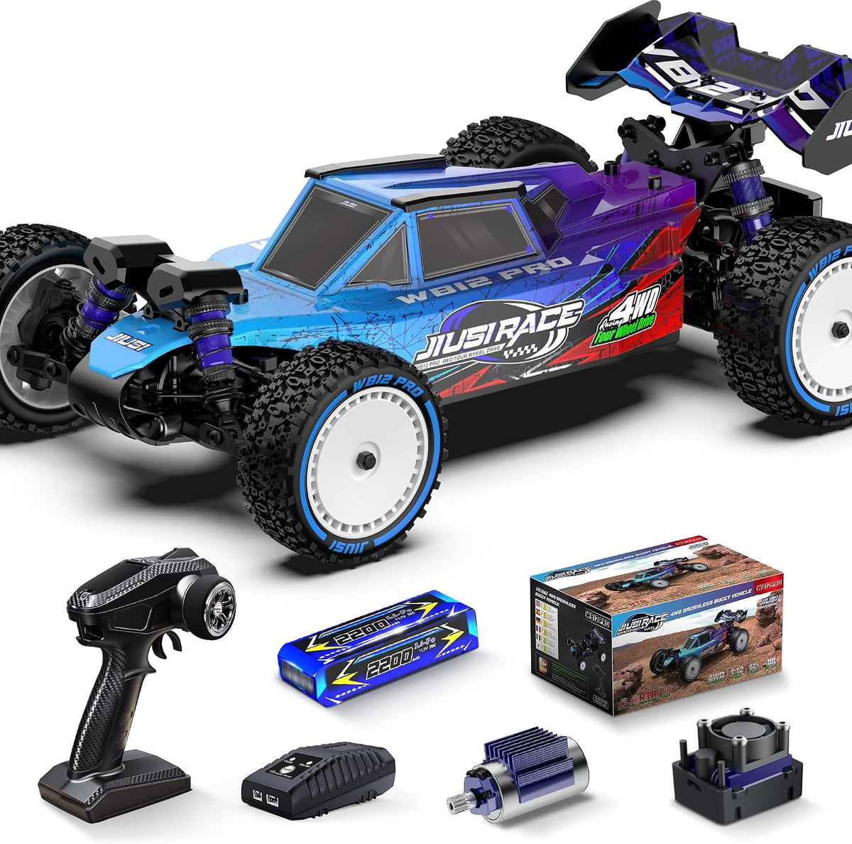 Autos RC sin escobillas 1:12, rápido 50 mph Hobby Electric Off-Road Buggy, Camión de Carreras RC 4WD con baterías 3S, carga rápida de 25 W, autos de control remoto RTR 4X4