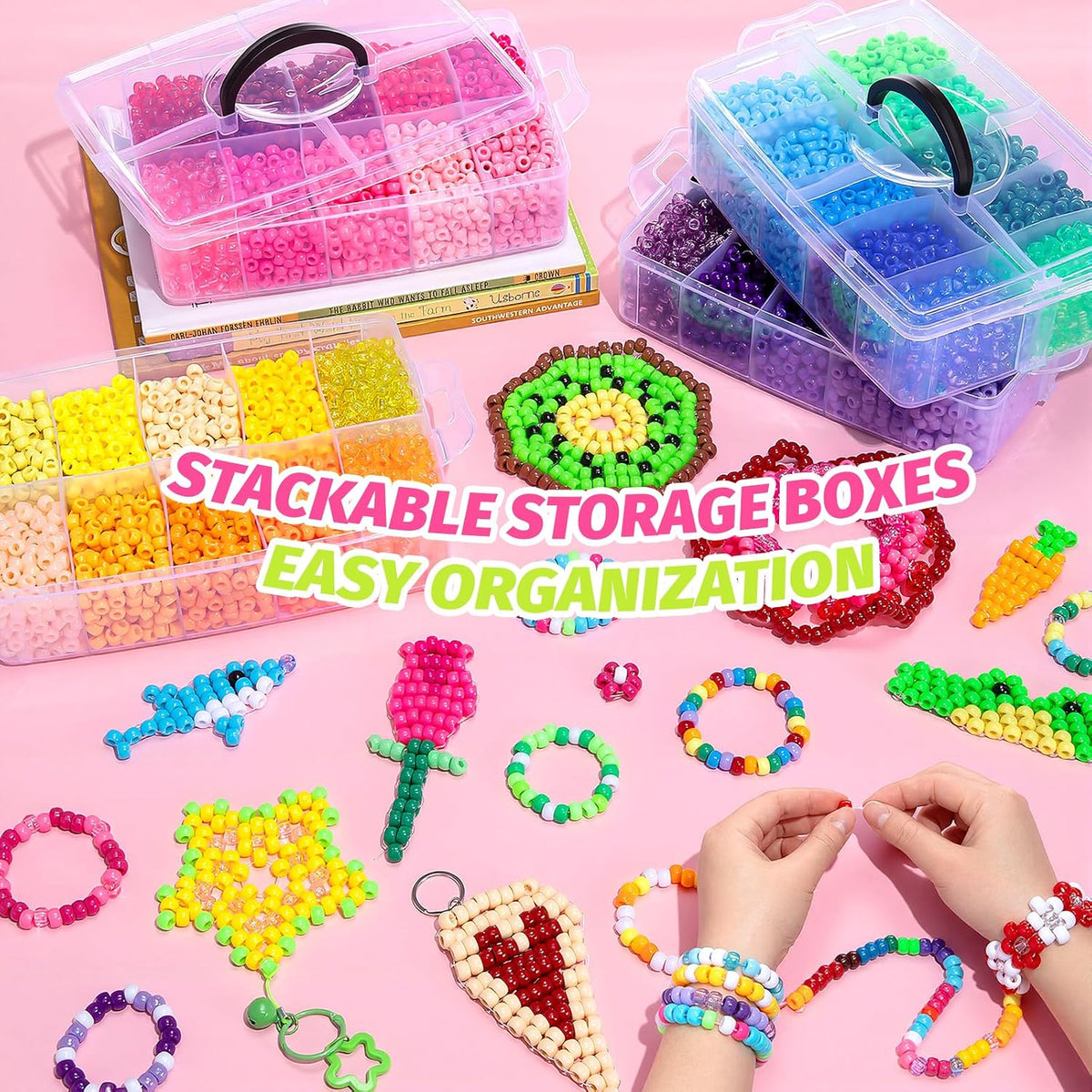 14000 cuentas de poni a granel, 40 colores para hacer pulseras