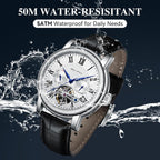 SEA-GULL 2021 Reloj de Hombre Seagull Automático Mecánico Hueco Calendario Potencial Multifunción Volante Negocios, Blanco - D819.626, Correa