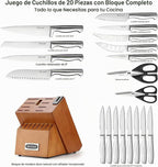 McCook Juego de cuchillos de cocina de acero con afilador incorporado