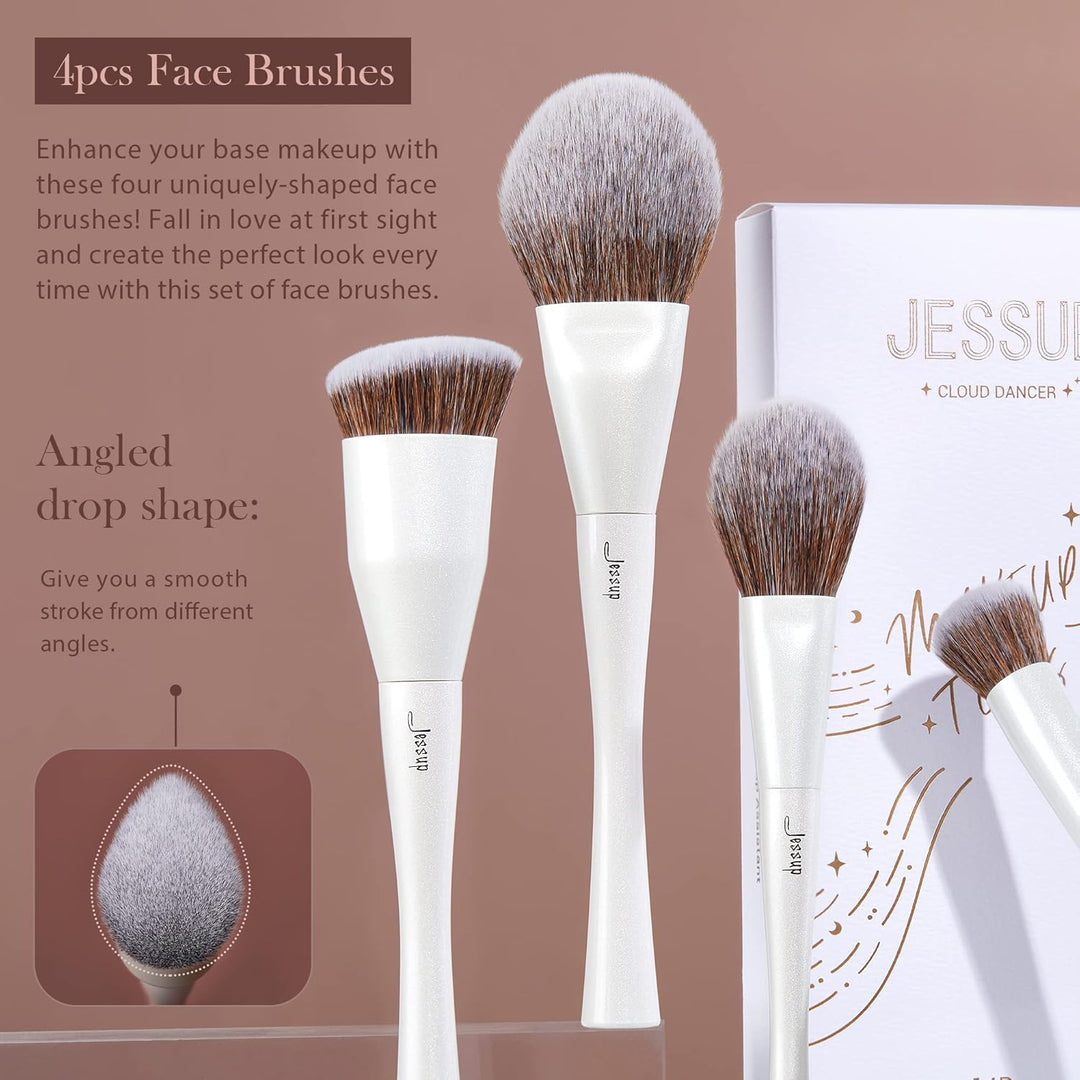 Jessup Juego de brochas de maquillaje de 14 piezas, brochas de maqu...