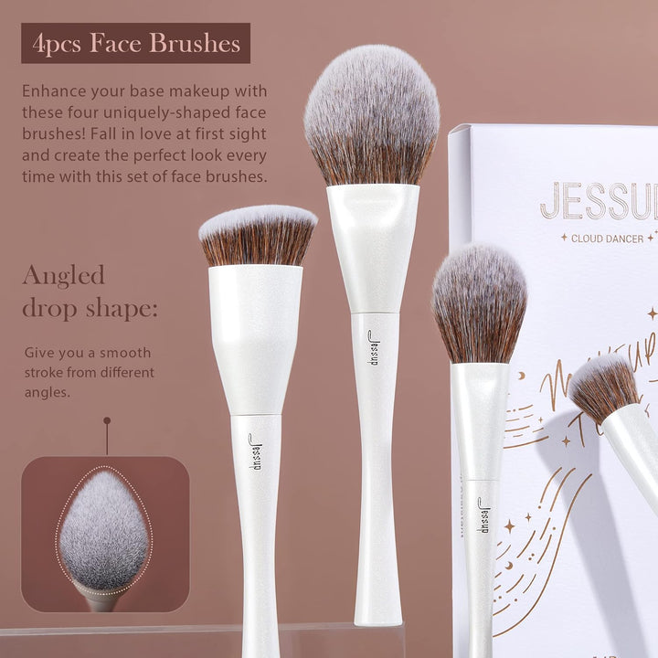 Jessup Juego de brochas de maquillaje de 14 piezas, brochas de maqu...