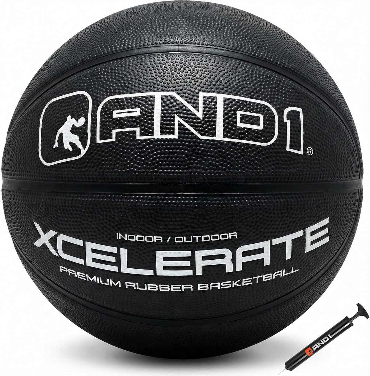 AND1 Xcelerate - Balón de baloncesto de goma, tamaño reglamentario oficial
