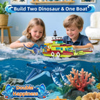 kiothdre Juego de construcción de dinosaurios Ocean Explorer 3 en 1 compatible con Dinosaur Park World, Barco Ciudad y Mosasaurus Spinosaurus Dino Toys con articulaciones móvil, juguetes para niños de 6 a 12 años