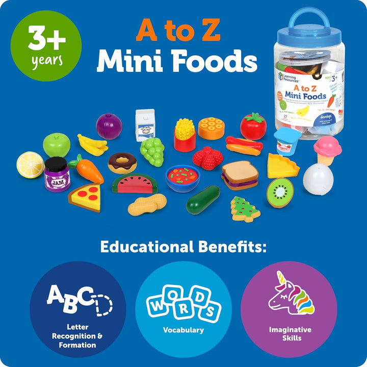 Learning Resources Mini alimentos de la A a la Z, accesorios de coc...