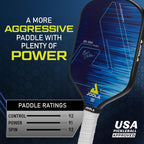 JOOLA Ben Johns Hyperion Pickleball Paddle - Superficie de Carbón Raw Select o Superficie de Abrasión de Carbón para Mayor Potencia y Efecto - Mango con Empuñadura Alargada - Raqueta de Pickleball de Fibra de Carbono - Aprobada por USA Pickleball