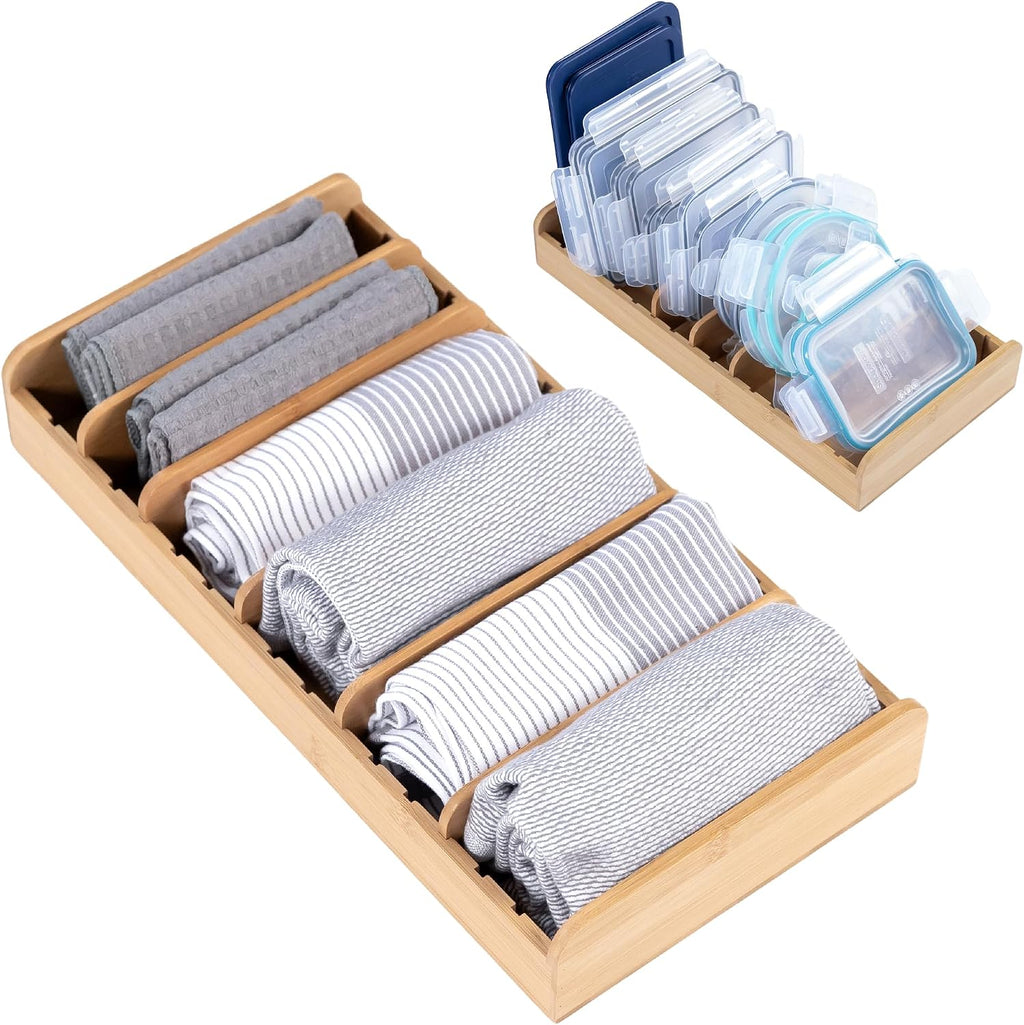 Toalla de cocina y organizador de almacenamiento, bambú